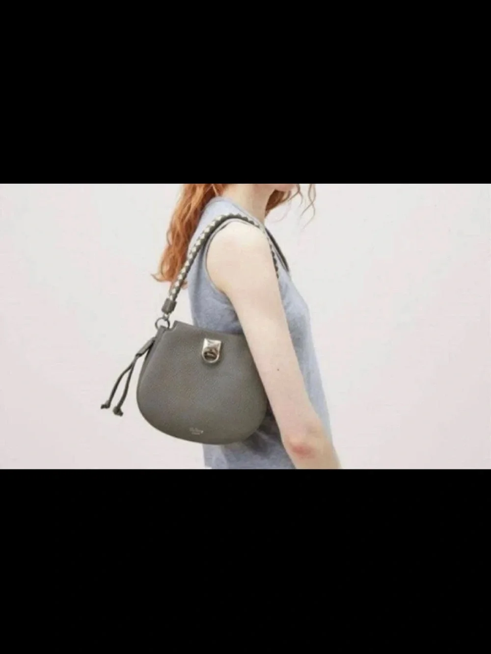 Mulberry Gray Braided-Strap Saddle Shoulder Bag